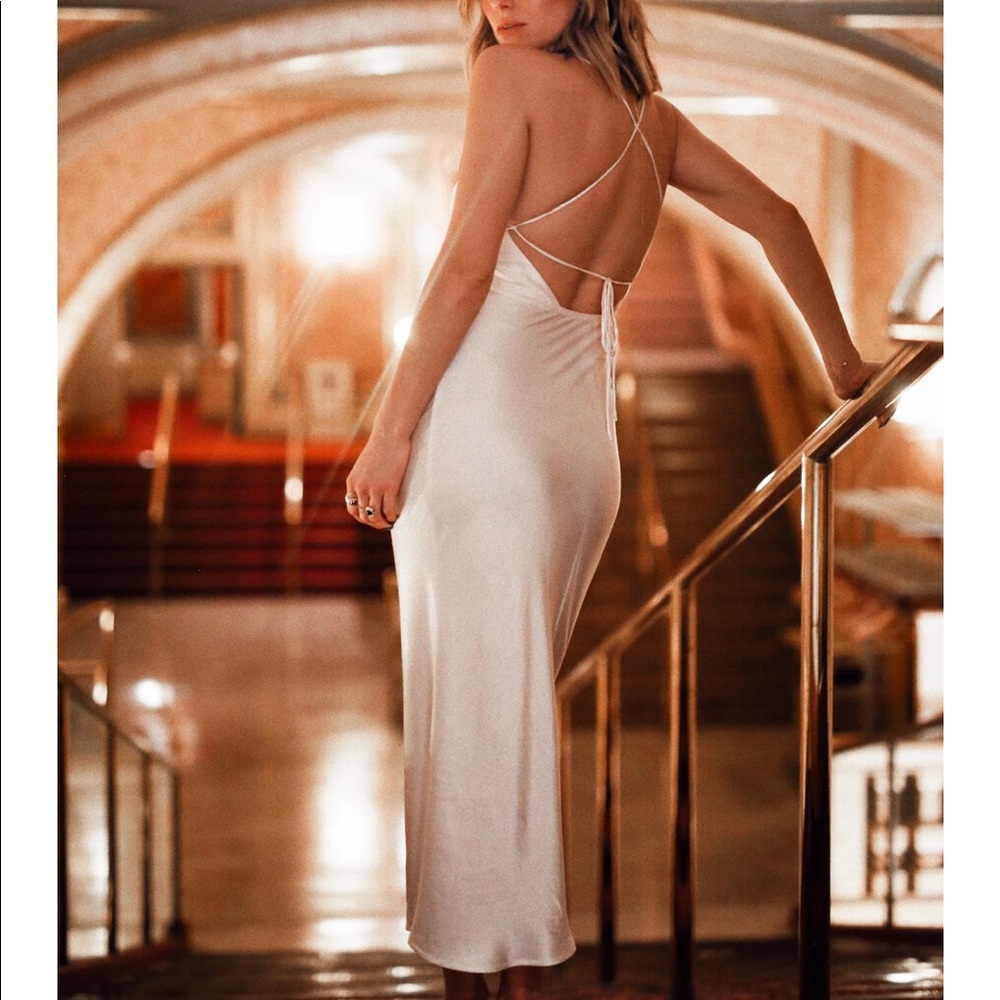 NWT Park & Fifth Davenport Dress in Pearl Satin